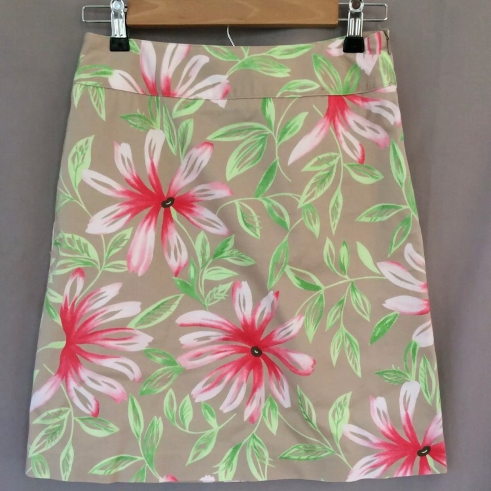 PRISTINE Talbots Petites 4P Floral Print‎ Stretch Cotton Skirt